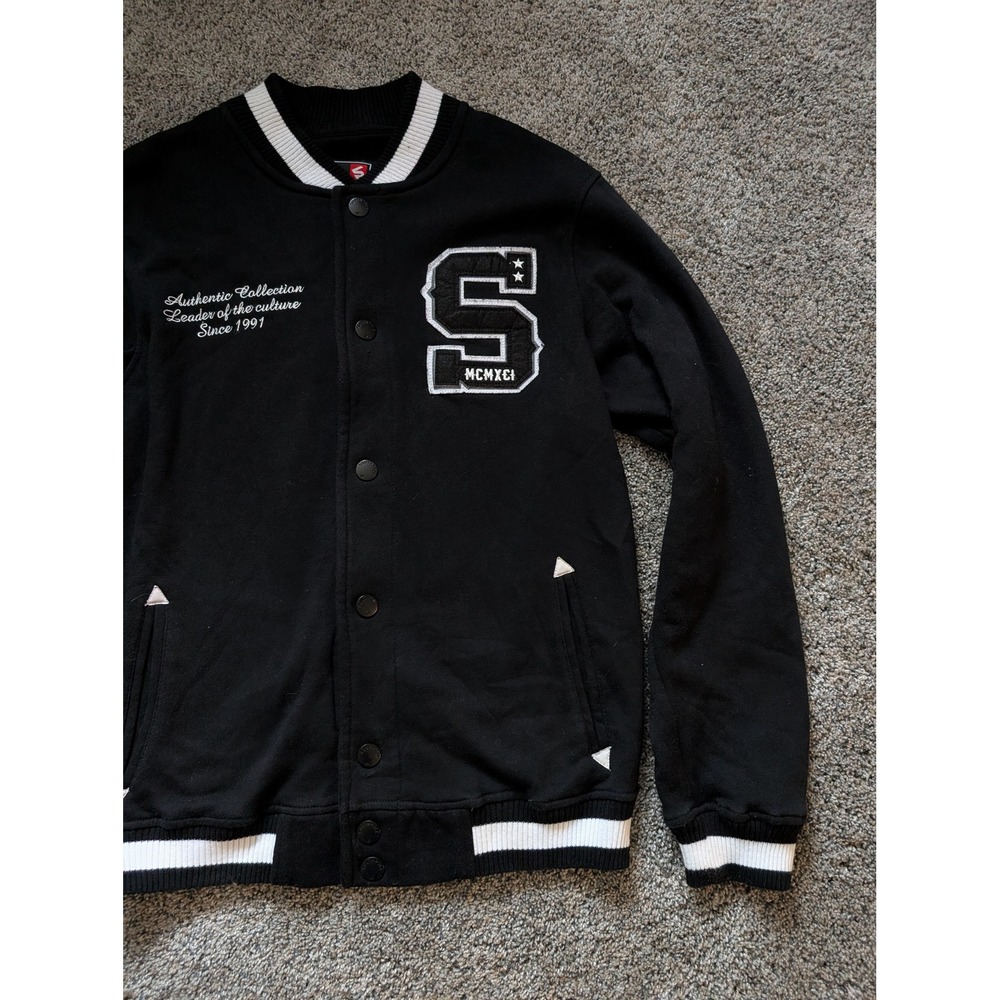 Southpole Mens‎ Black Varsity Jacket MCMXCI S Logo Athletic Style XL y2k - Picture 3 of 6